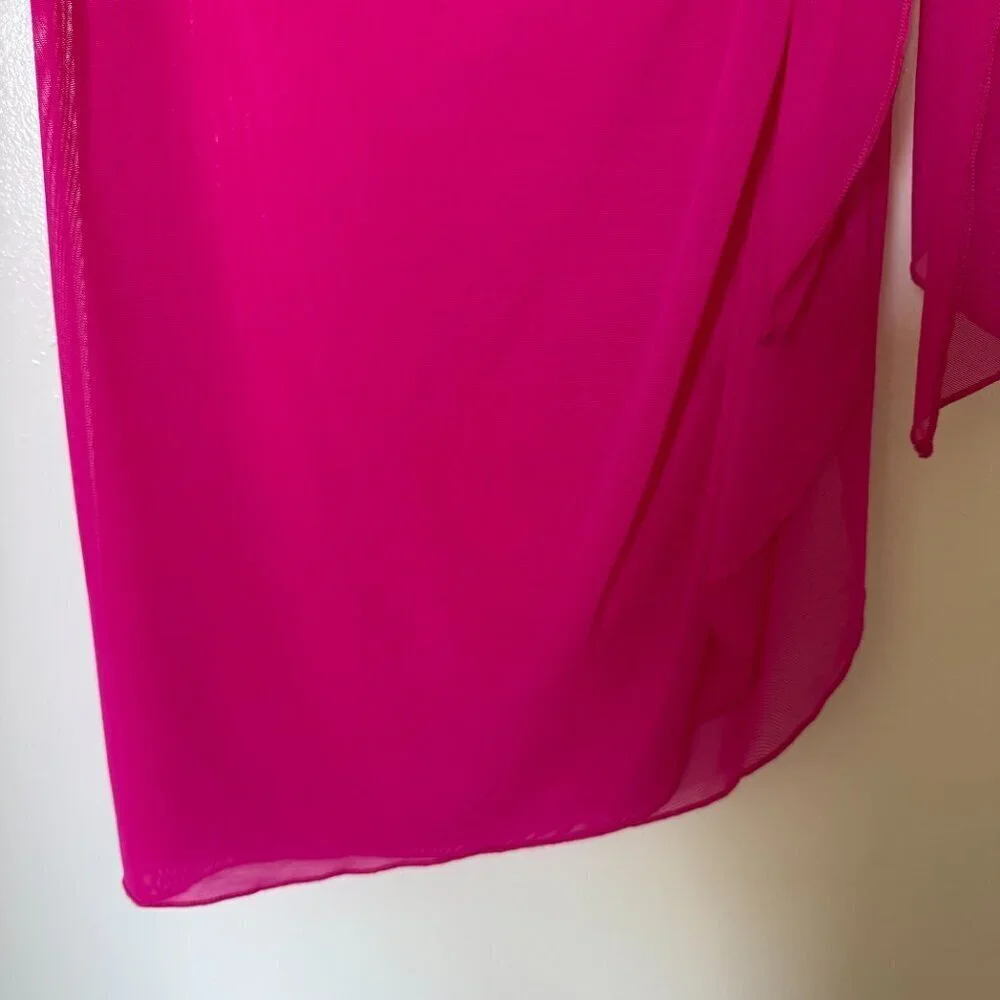 GIGI C Willa Sarong Mesh Coverup Skirt In Fuchsia Pink S​​​​